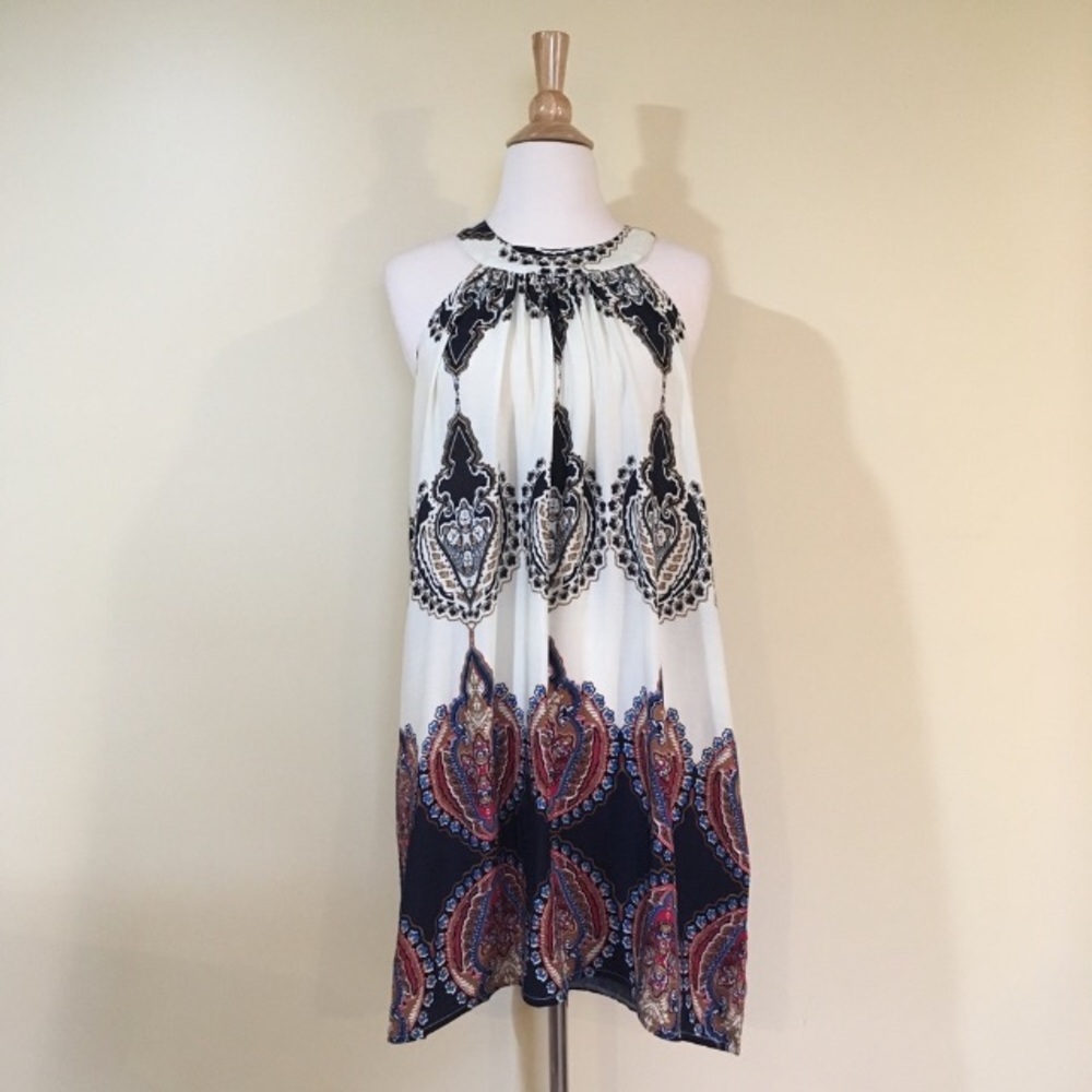 Tie Back Ombré Abstract Floral High Low Slip Dress - Picture 6 of 7